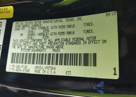 2016 Toyota Tundra Sr5 4.6L V8 из США, поврежденный, VIN 5TFEM5F18GX096873